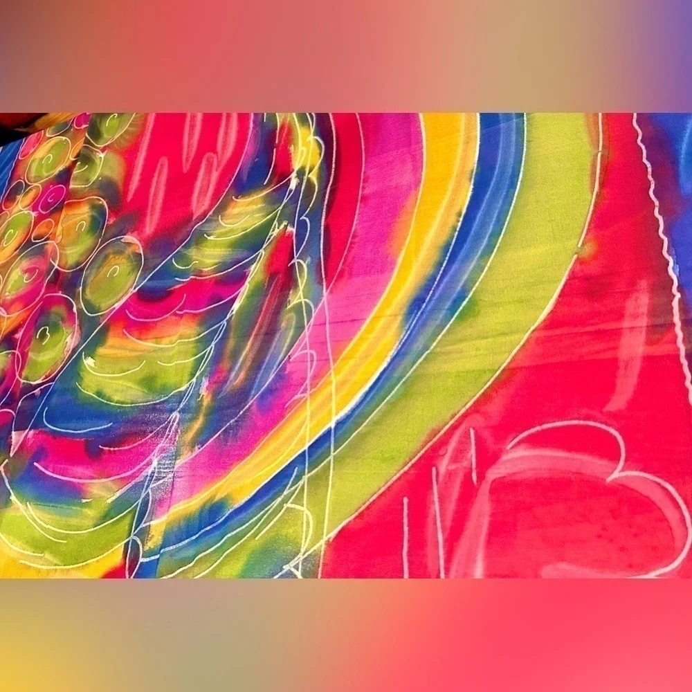 Gorgeous Vibrant and Colorful Jamaican Scarf, OS